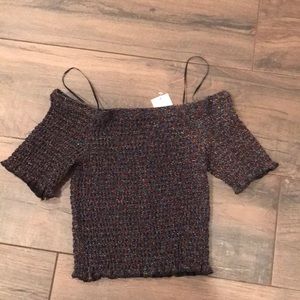 NWT off the shoulder sparkly crop top